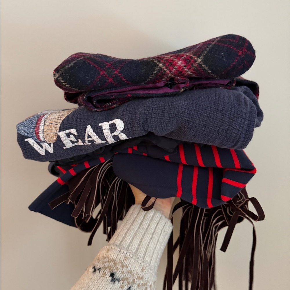 Tory Burch Anya Navy and Red Double Breasted Cardigan Jacket - Picture 2 of 4